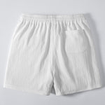 Textured Striped Shirt & Crinkle Textured Drawstring 5" Shorts Set