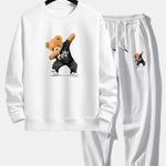 Cool Bear Print Relax Fit Crew Neck Sweatshirt & Jogging Pants Set