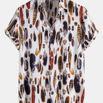 Feather Print Button Up Shirt