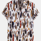 Feather Print Button Up Shirt