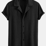 Muscle Fit Diamond Texture Cuban Shirt