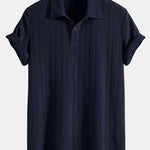 Short Sleeve Jacquard Polo & Straight Leg Ribbed Pants Set