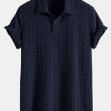 Short Sleeve Jacquard Polo & Straight Leg Ribbed Pants Set