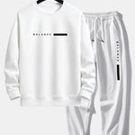 Balance Stripe Print Crew Neck Sweatshirt & Jogging Pants Set