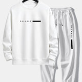 Balance Stripe Print Crew Neck Sweatshirt & Jogging Pants Set
