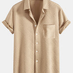 Striped Jacquard Shirt & Drawstring Shorts Set