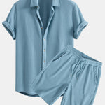 Waffle Shirt & Drawstring Waffle Shorts Set