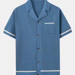Contrast Trim Open Knit Shirt