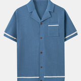 Contrast Trim Open Knit Shirt