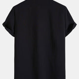 Crinkled Texture Stand Collar Shirt