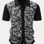 Paisley Button Up Knit Shirt & Knit Shorts Set