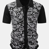 Paisley Button Up Knit Shirt & Knit Shorts Set
