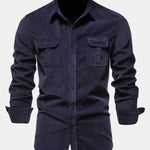 Regular Fit Cotton Corduroy Shirt with Pockets