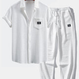 Short Sleeve Waffle Shirt & Drawstring Waffle Jogger Pants Set