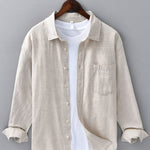 Long Sleeve Linen Cotton Shirt with Pocket