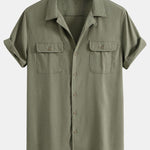 Linen Cuban Shirt with Pockets & Slim Fit Tapered Trousers Set
