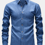 Long Sleeve Stripe Linen Button Up Shirt