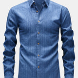 Long Sleeve Stripe Linen Button Up Shirt