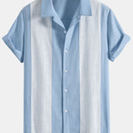 Linen Patchwork Bowling Shirt & Straight Leg Linen Pants Set