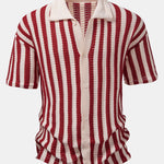 Drop Shoulder Stripe Crochet Shirt