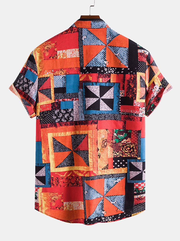 Ethnic Patchwork Print Shirt