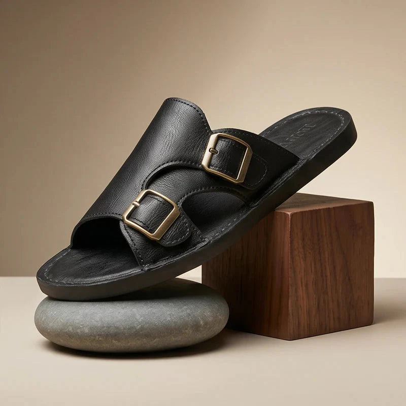 Kingsley Double-Buckle Slide Sandals