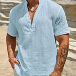 LINEN V-NECK SHIRT FOR MEN