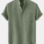 Stand Collar Shirt Whit Pocket