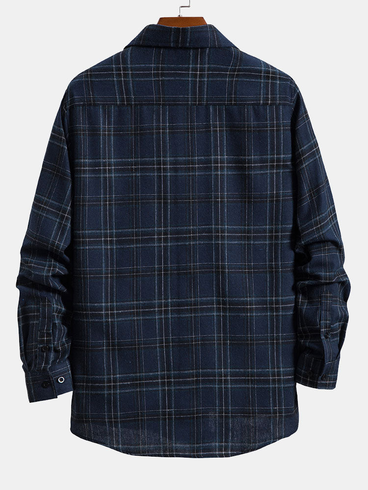 Long Sleeve Plaid Shirt with Pocket