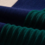 Textured Color Block Knit Polo & Slim Fit Tapered Trousers Set