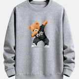 Cool Bear Print Relax Fit Crew Neck Sweatshirt & Jogging Pants Set