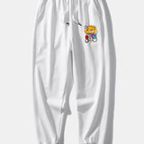 Graffiti Bear Print Relax Fit Crew Neck Sweatshirt & Jogging Pants Set