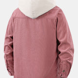 Long Sleeved Contrast Corduroy Hooded Shirt
