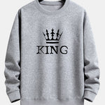 King Crown Print Relax Fit Crew Neck Sweatshirt & Jogging Pants Set