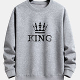King Crown Print Relax Fit Crew Neck Sweatshirt & Jogging Pants Set