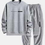 Balance Stripe Print Crew Neck Sweatshirt & Jogging Pants Set