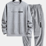 Balance Stripe Print Crew Neck Sweatshirt & Jogging Pants Set