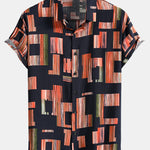 Color Block Print Button Up Shirt