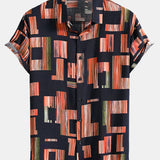 Color Block Print Button Up Shirt