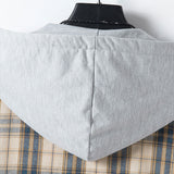 Button Up Contrast Hooded Plaid Shirt