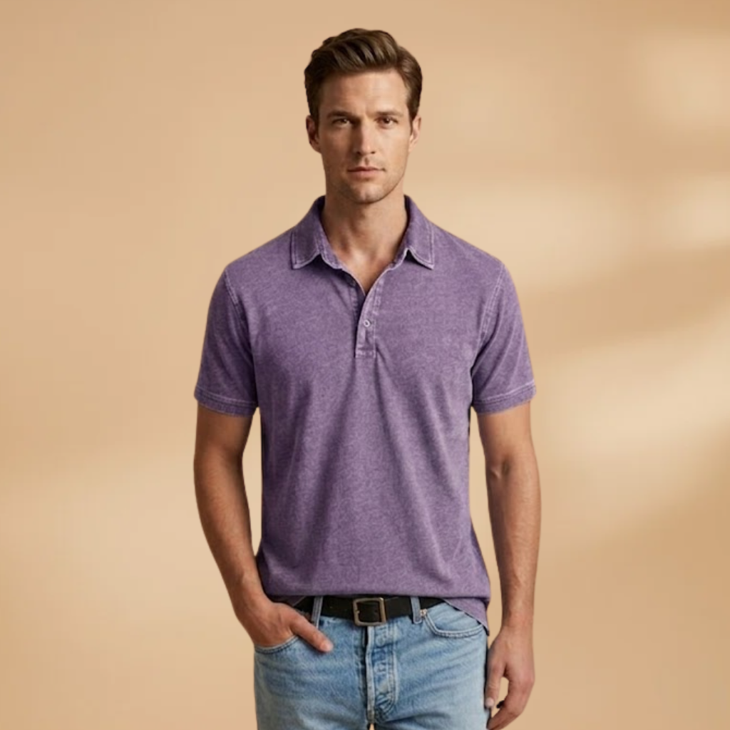 Men's Polo Shirt with Classic Collar and Relaxed Fit