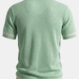 Contrast Trim Open Knit Shirt