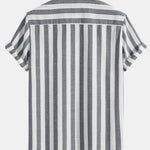 Striped Cotton Blend Shirt & Straight Leg Linen Pants Set