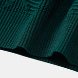 Rhombus Textured Zip Up Knitted Polo Shirt & Tapered Trousers Set