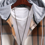Button Up Contrast Hoodie Plaid Shirt