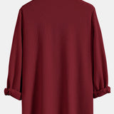 Long Sleeve Muscle Fit Ribbed Stand Collar Shirt