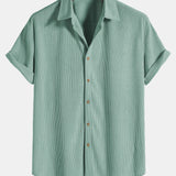 Corduroy Button Up Short Sleeved Shirt