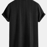 Geometry Rhombus Jacquard Shirt & Crinkle Textured Drawstring 5" Shorts Set