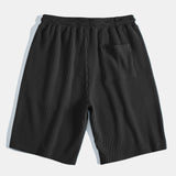 Waffle V-neck Polo & Drawstring Knitted Waffle Shorts Set
