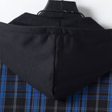 Contrast Hooded Plaid Shirt
